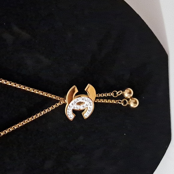 Gold and Silver Crescent Earrings and Necklace Set - Picture 3 of 4